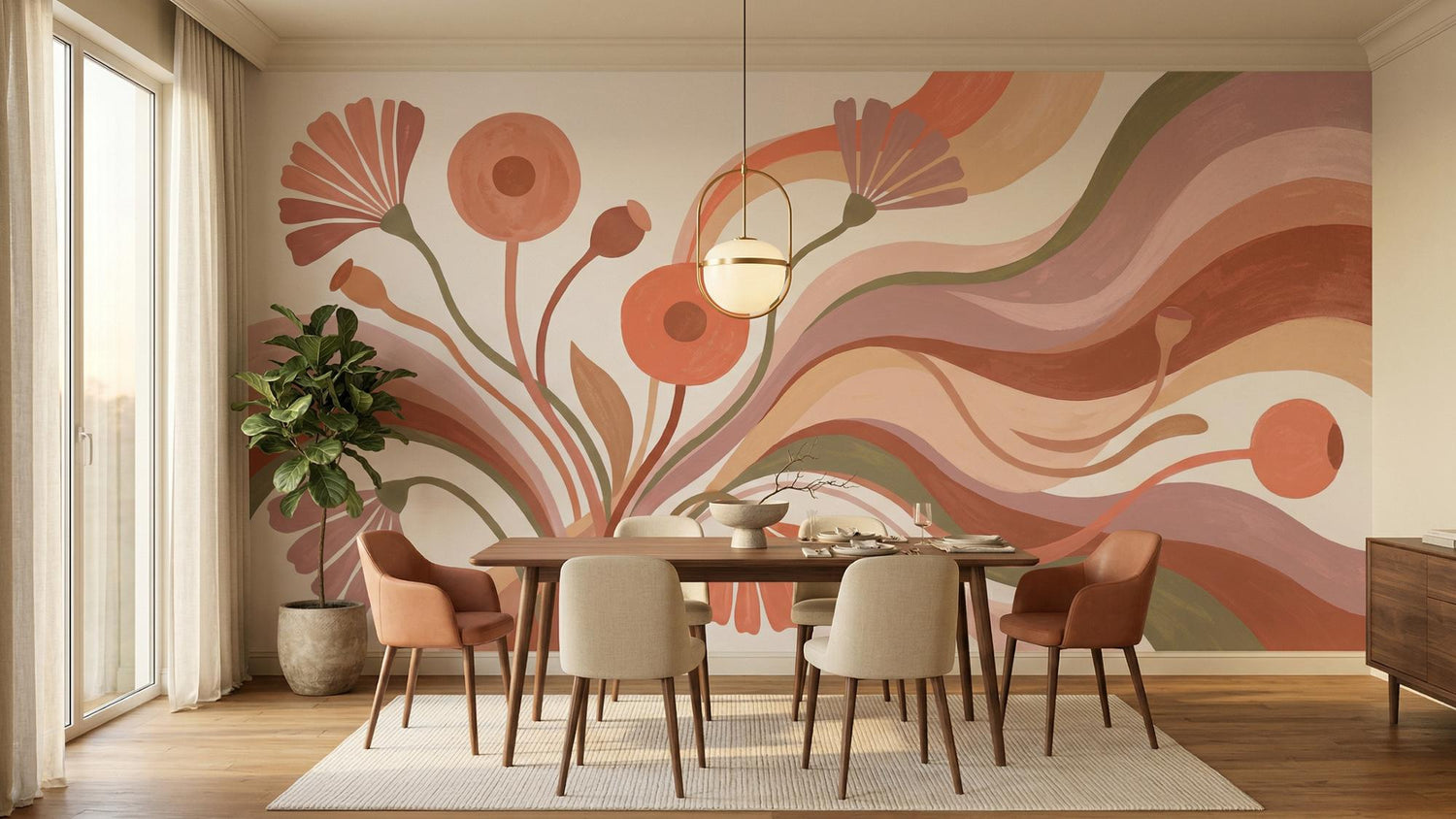 Contemporary Multi Color wallpaper for Dining Room