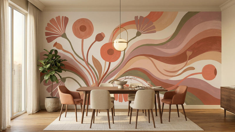 Contemporary Multi Color wallpaper for Dining Room