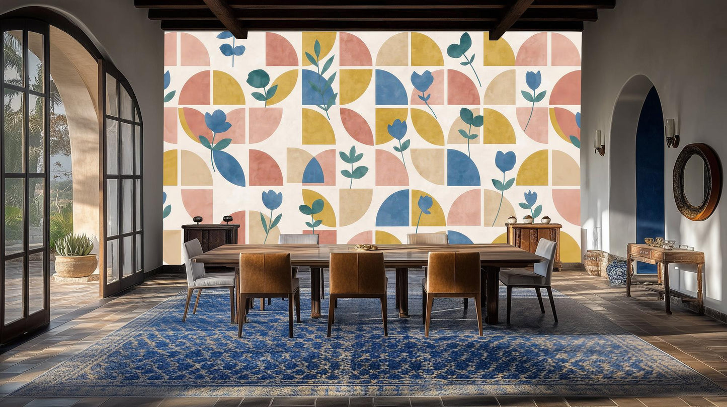 Contemporary Multi Color wallpaper for Dining Room