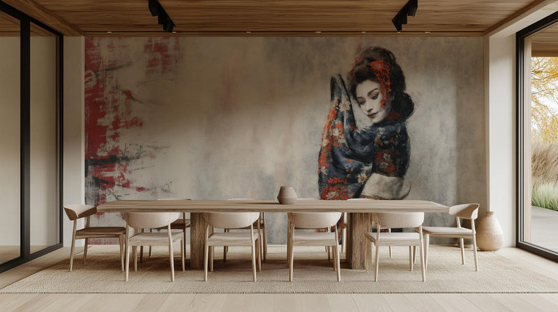 Contemporary Multi Color wallpaper for Dining Room