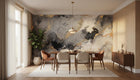 Cracked copper and Gold wallpaper for a dining room feature wall