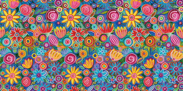 Vibrant Floral Cluster Wallpaper - Sample