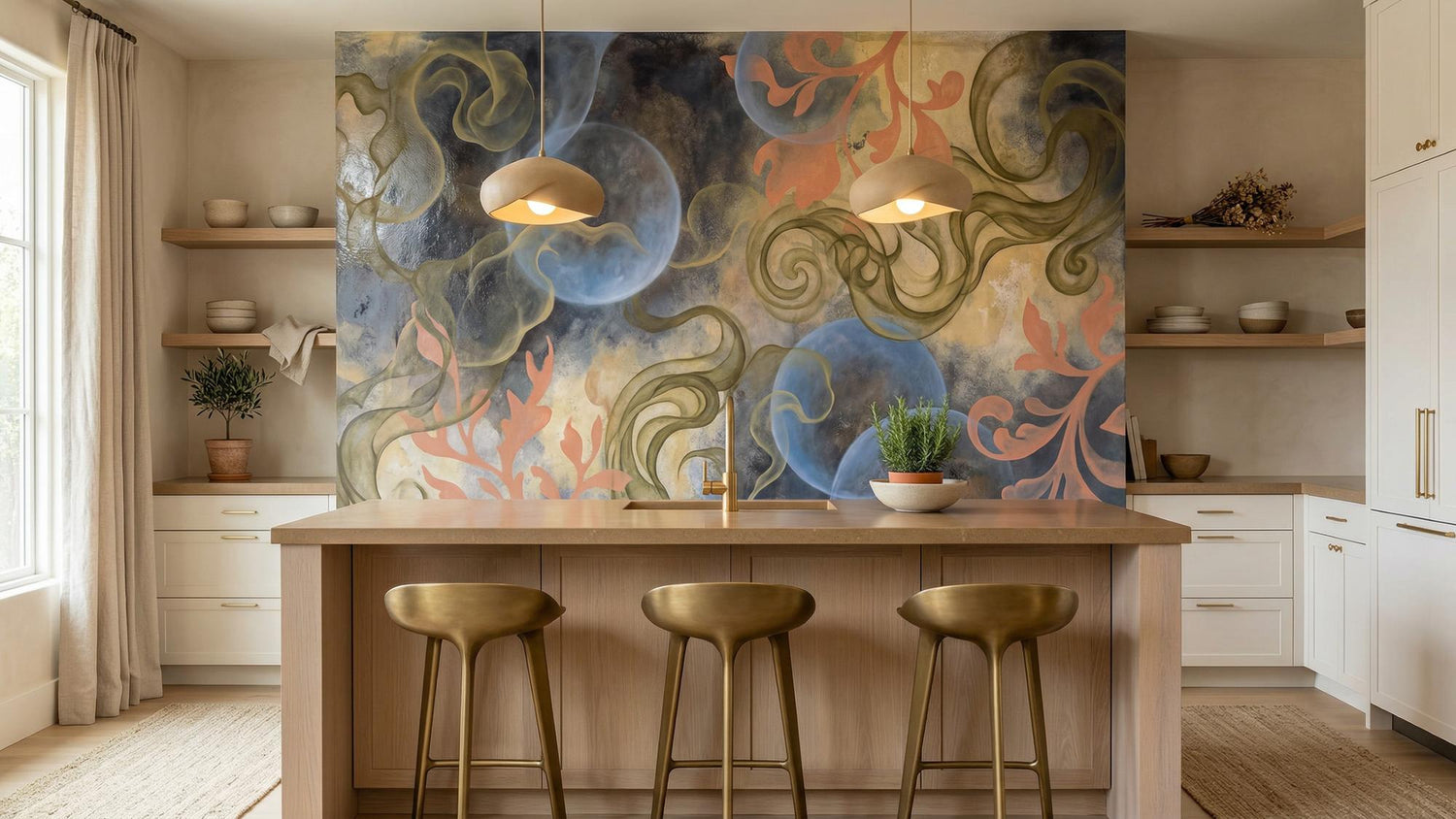 Contemporary Multi Color wallpaper for Kitchen