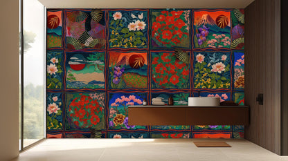 Contemporary Multi Color wallpaper for Living Room
