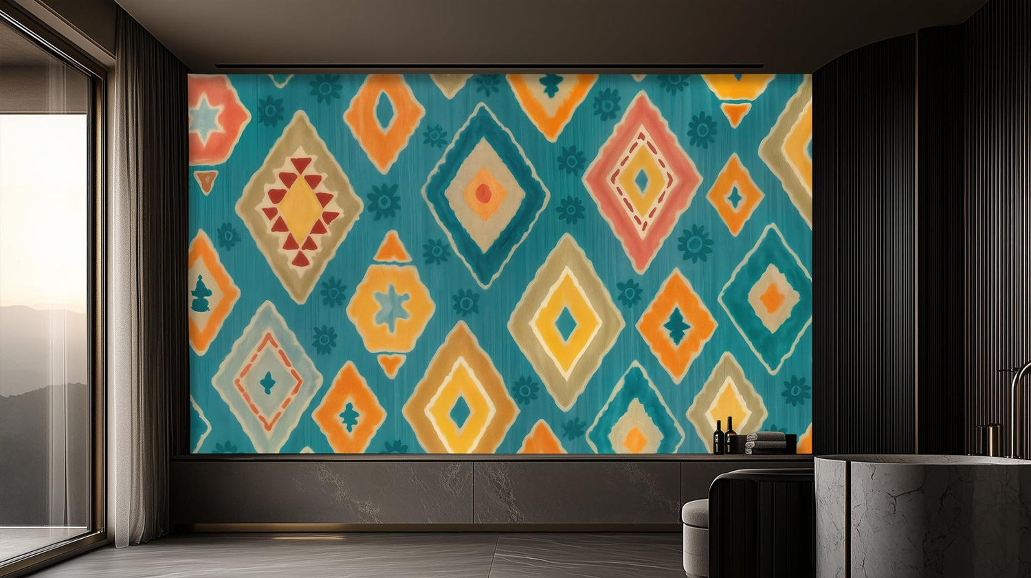 Contemporary Multi Color wallpaper for Living Room
