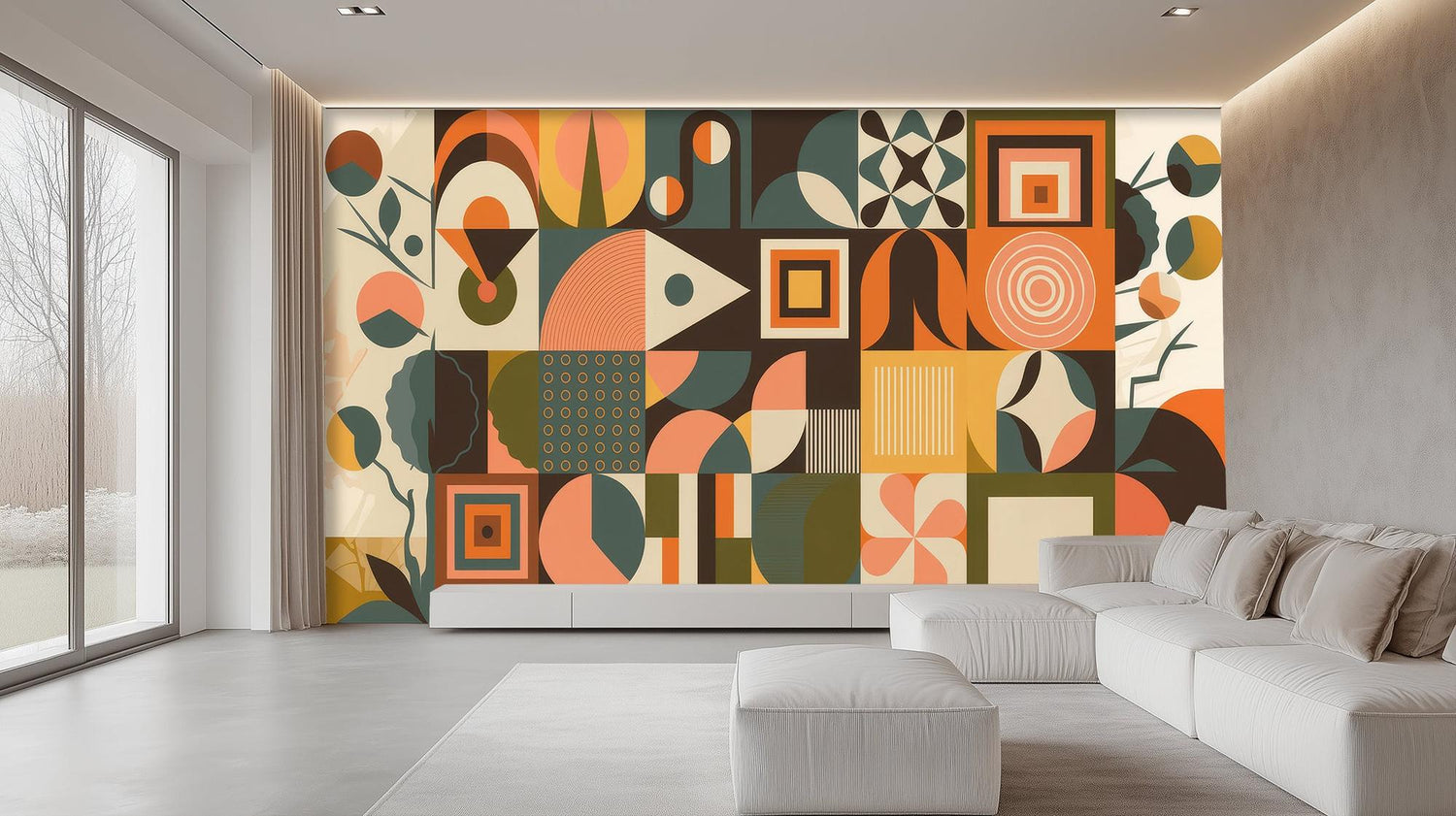 Contemporary Multi Color wallpaper for Living Room