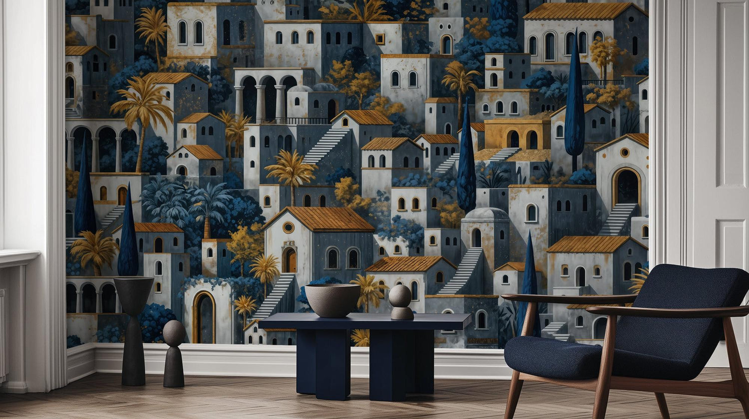 Mediterranean Contemporary Multi Color wallpaper for Living Room