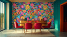 Eclectic Multi Color wallpaper for Dining Room