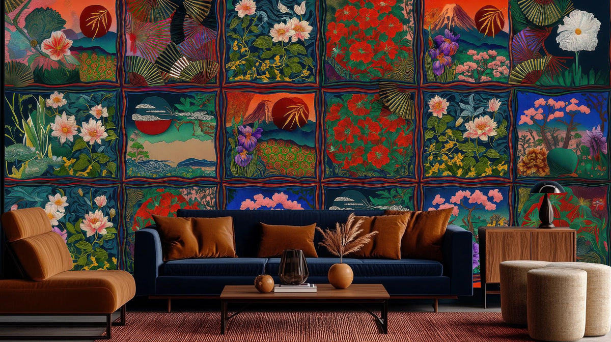 Eclectic Multi Color wallpaper for Living Room