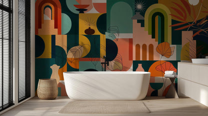 Modern Multi Color wallpaper for Bathroom
