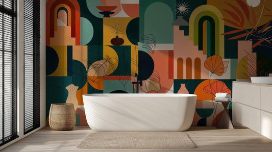 Modern Multi Color wallpaper for Bathroom