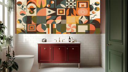 Modern Multi Color wallpaper for Bathroom