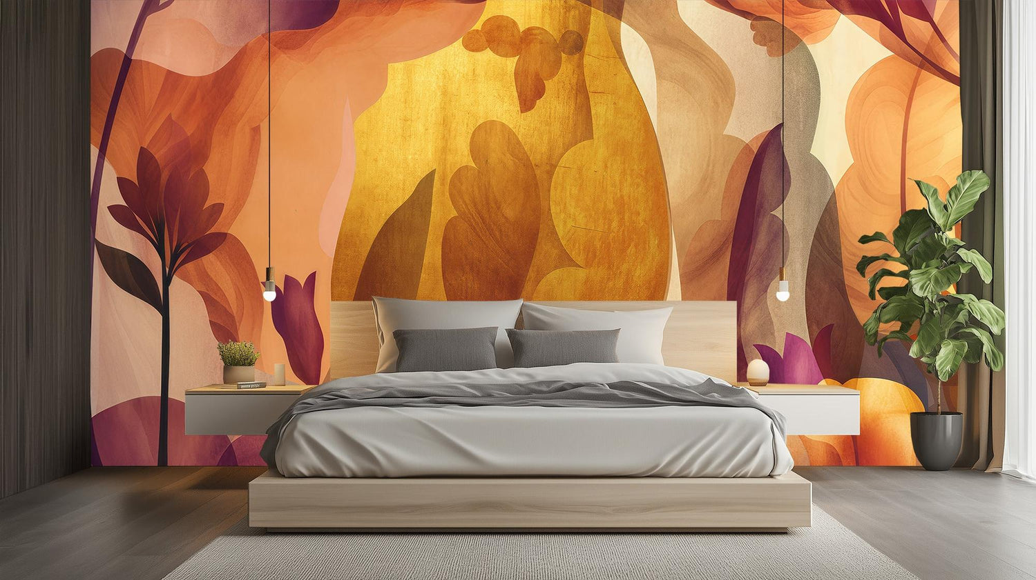 Modern Multi Color wallpaper for Bedroom