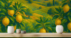 Lemon orchard wallpaper mural for a kitchen feature wall