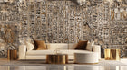 Historical ancient Hieroglyphics Wall wallpaper mural for a living room feature wall