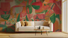 folk-Inspired Boho Shape wallpaper mural for a living room feature wall