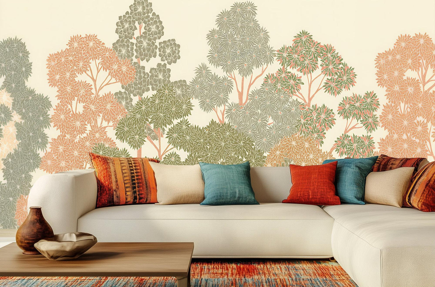 Rustic Multi Color wallpaper for Living Room