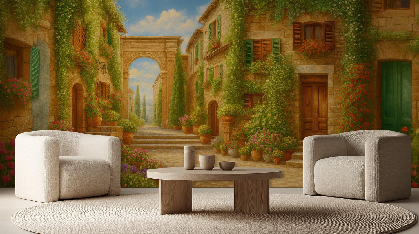 Rustic Multi Color wallpaper for Living Room
