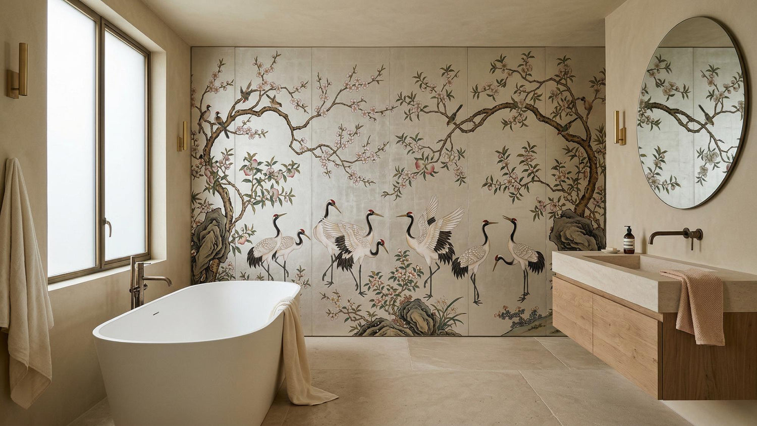 Traditional Multi Color wallpaper for Bathroom
