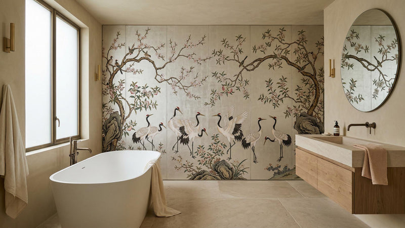 Traditional Multi Color wallpaper for Bathroom