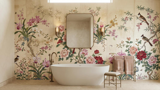 Traditional Multi Color wallpaper for Bathroom