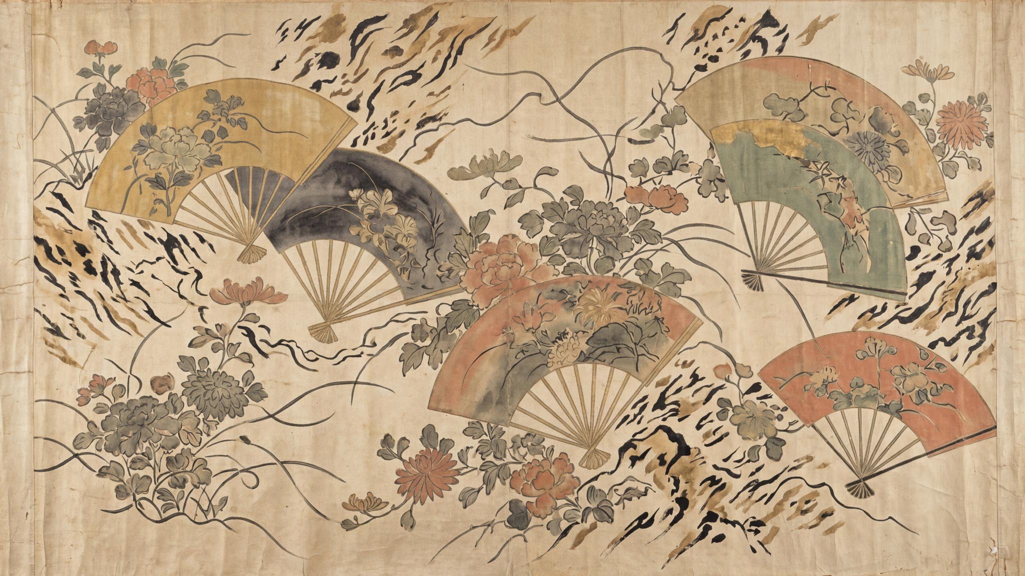 Ornamental Fan Motif Wallpaper