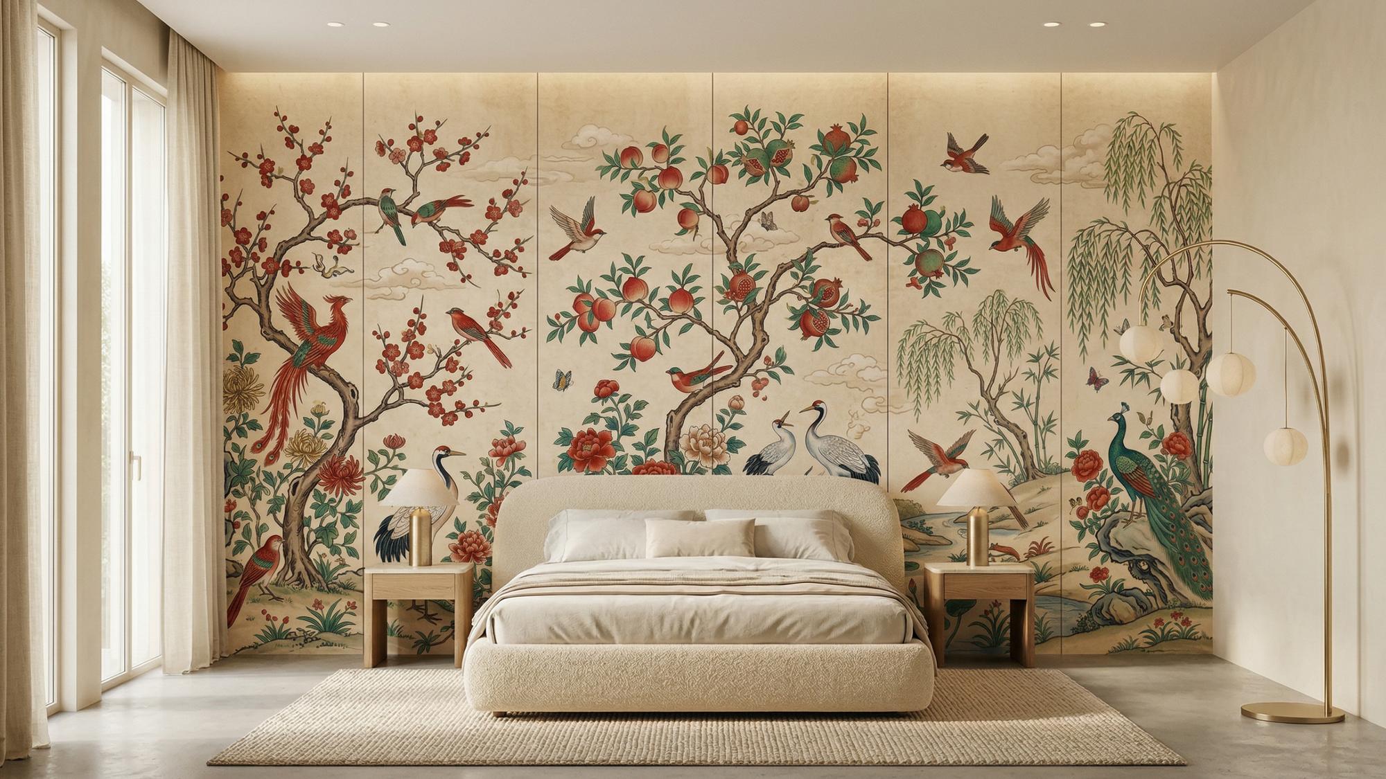 Traditional Multi Color wallpaper for Bedroom