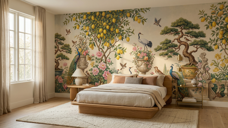 Traditional Multi Color wallpaper for Bedroom