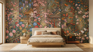 Traditional Multi Color wallpaper for Bedroom