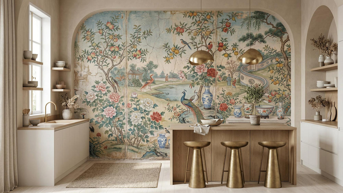 Traditional Multi Color wallpaper for Dining Room