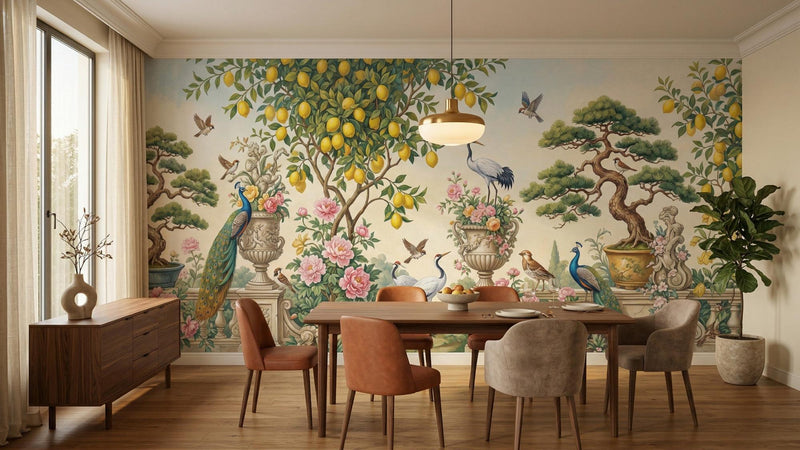 Traditional Multi Color wallpaper for Dining Room
