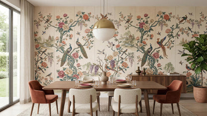 Traditional Multi Color wallpaper for Dining Room