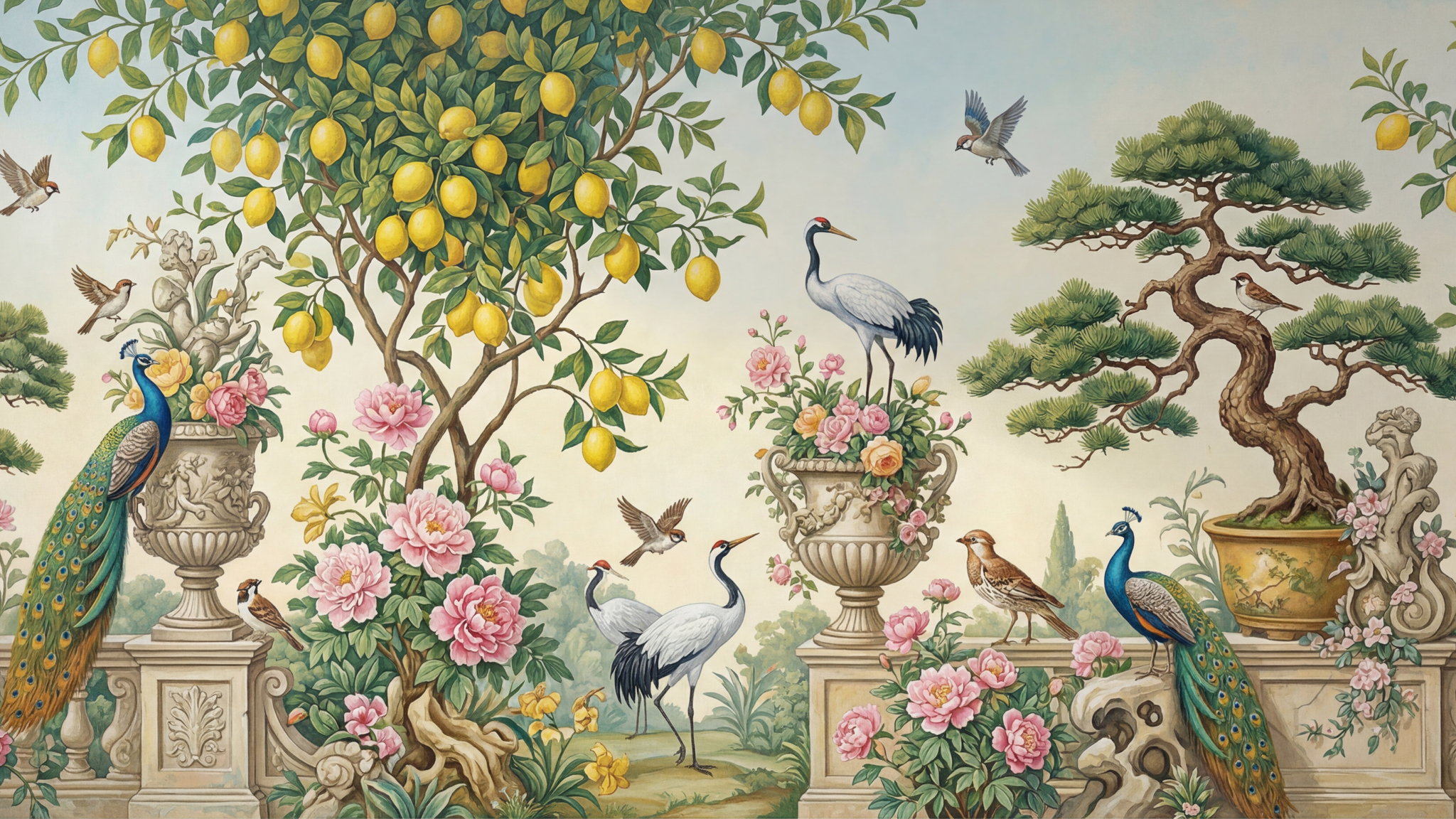 Vibrant Garden Scene Wallpaper