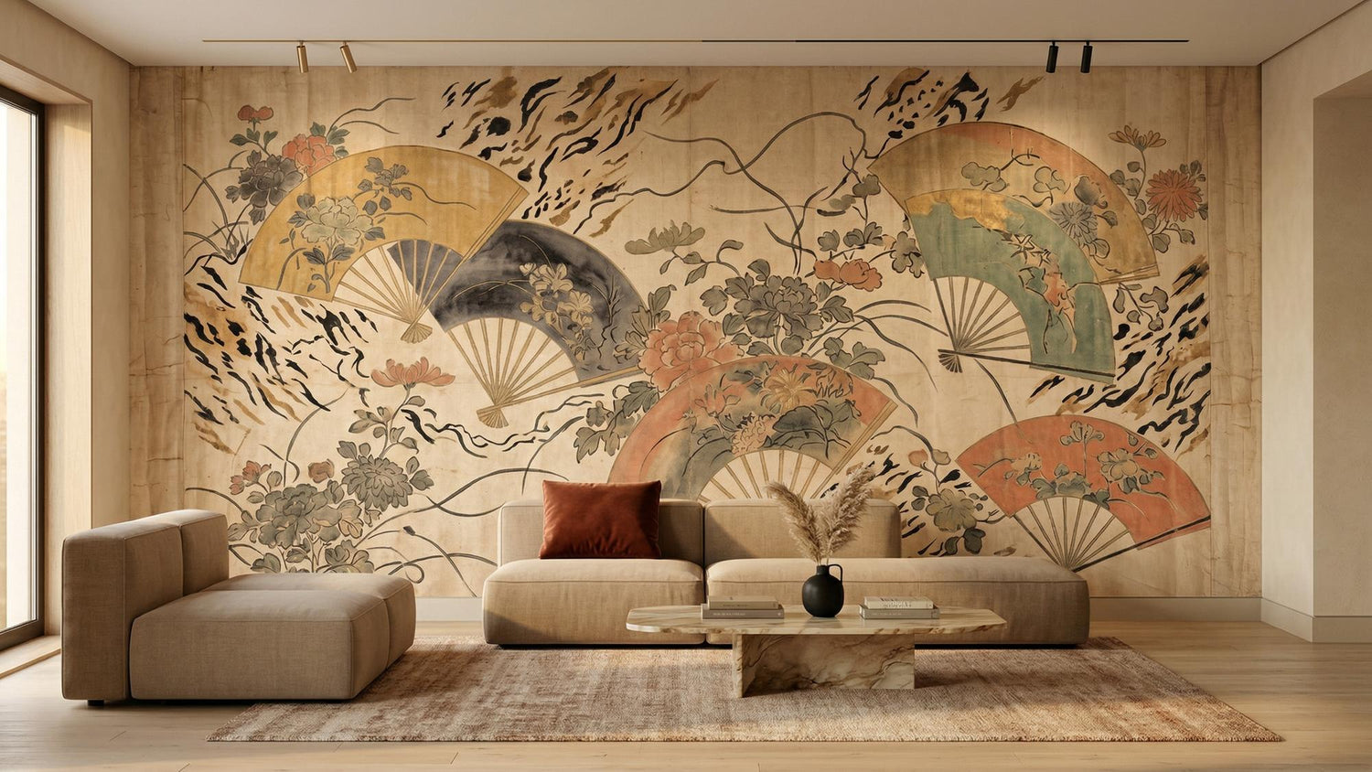 Traditional Multi Color wallpaper for Living Room