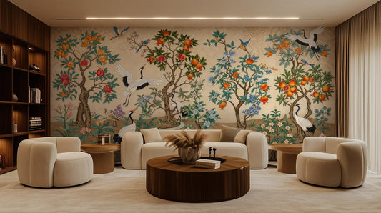 Traditional Multi Color wallpaper for Living Room