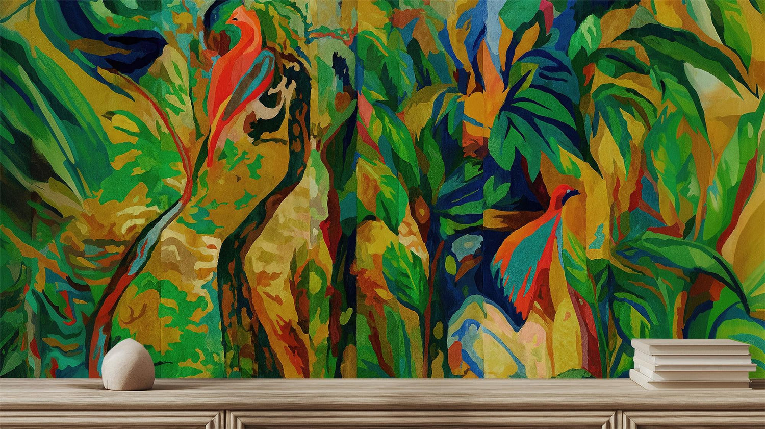 Tropical Multi Color wallpaper for Living Room