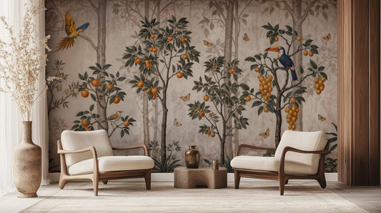 Tropical Multi Color wallpaper for Living Room