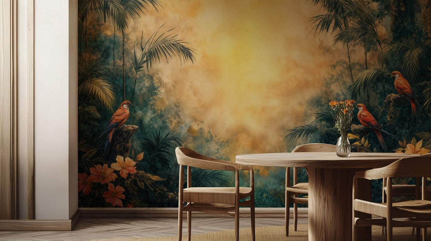 Tropical Multi Color wallpaper for Living Room