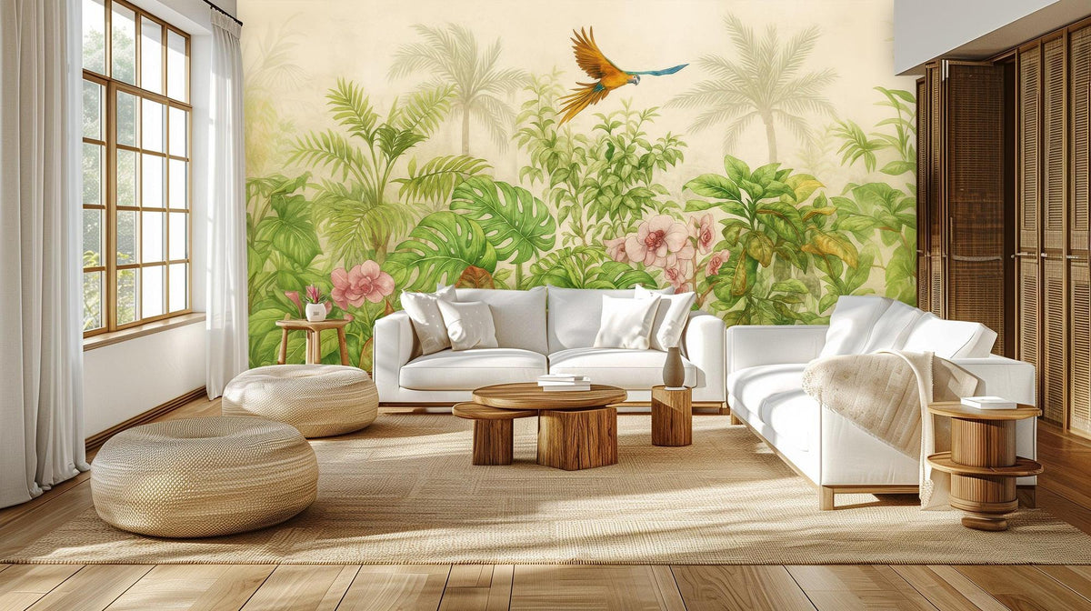 Tropical Multi Color wallpaper for Living Room