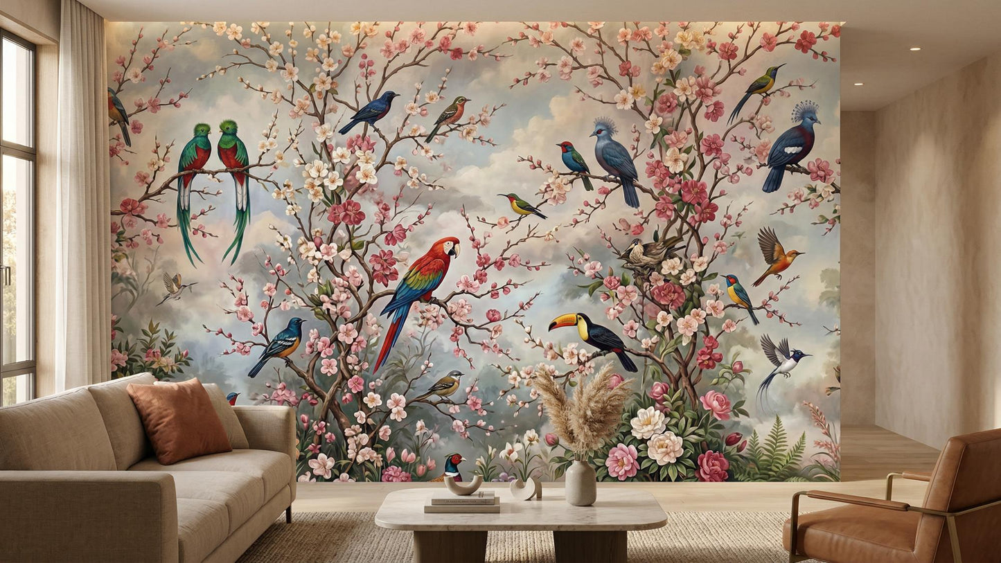 Tropical Multi Color wallpaper for Living Room