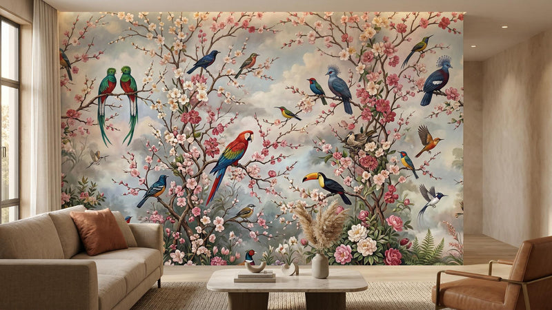 Tropical Multi Color wallpaper for Living Room