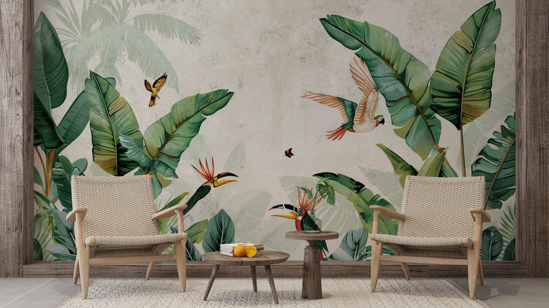Tropical Multi Color wallpaper for Living Room