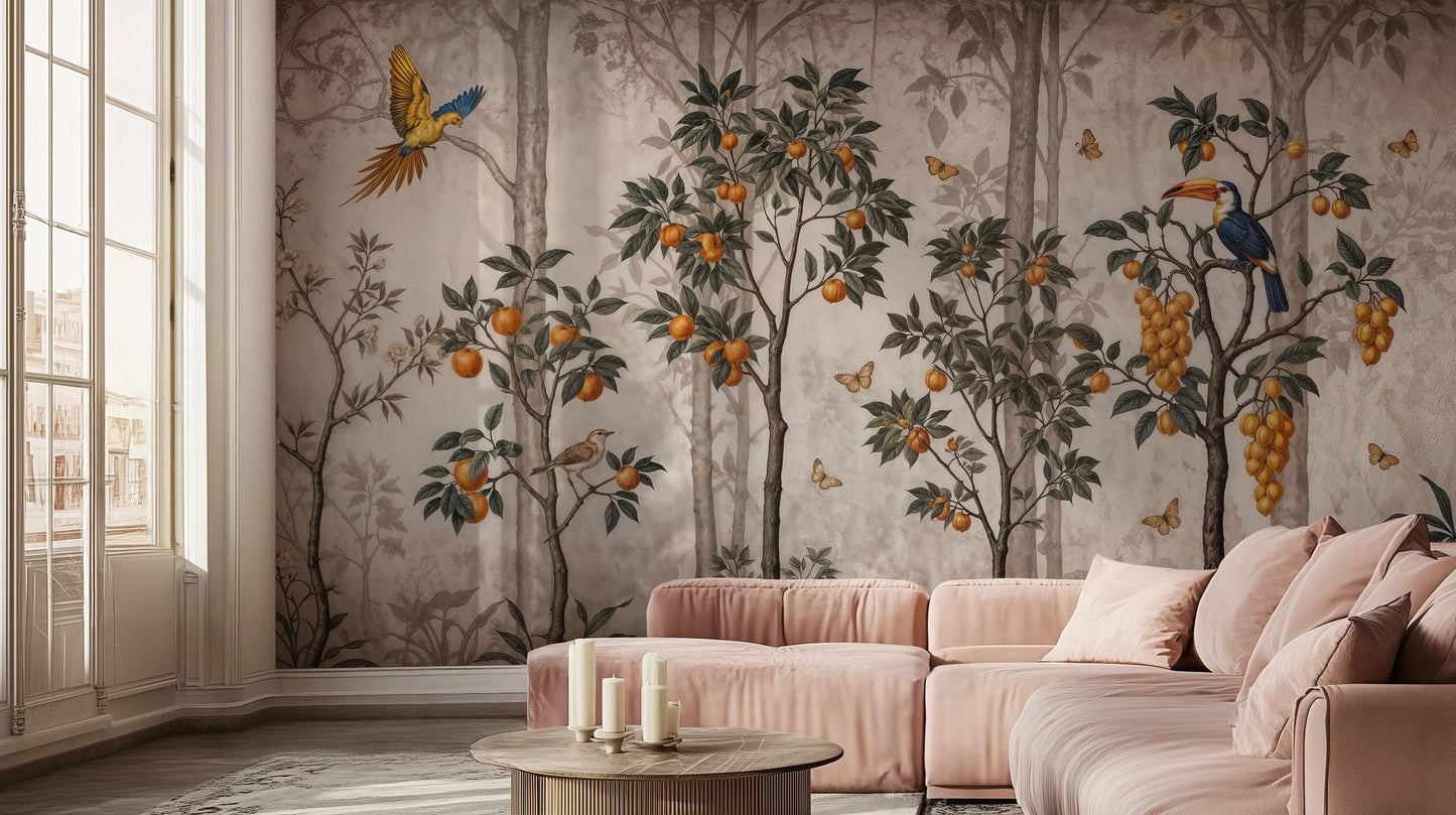 Tropical Multi Color wallpaper for Living Room