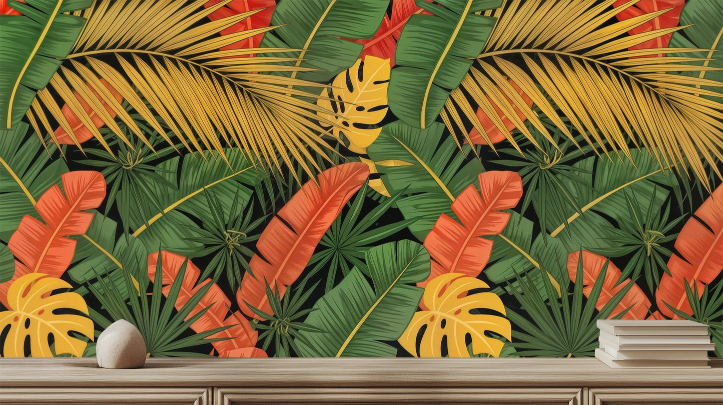 Tropical Multi Color wallpaper for Living Room
