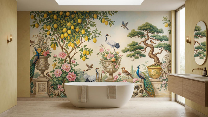 Vintage Multi Color wallpaper for Bathroom