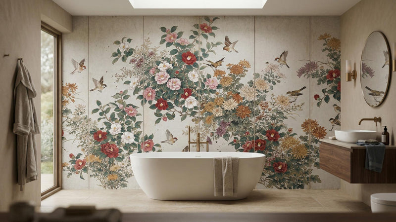 Banyo için Vintage Çok Renkli duvar kağıdı