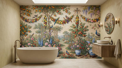 Vintage Multi Color wallpaper for Bathroom