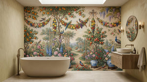Vintage Multi Color wallpaper for Bathroom