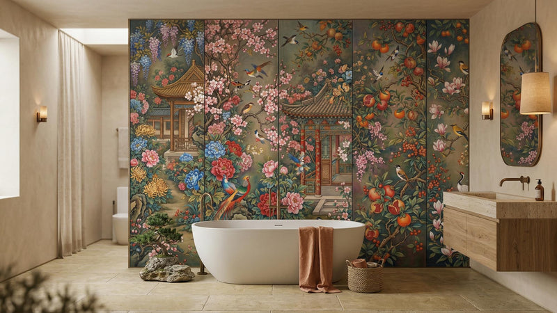 Banyo için Vintage Çok Renkli duvar kağıdı