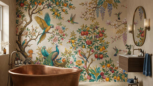 Vintage Multi Color wallpaper for Bathroom